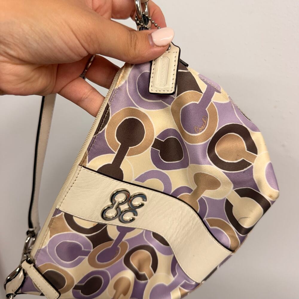 Y2K COACH Julia Outline Op Art Sateen Pouch Small Shoulder Bag 44837 Lilac 2000s - Picture 9 of 11